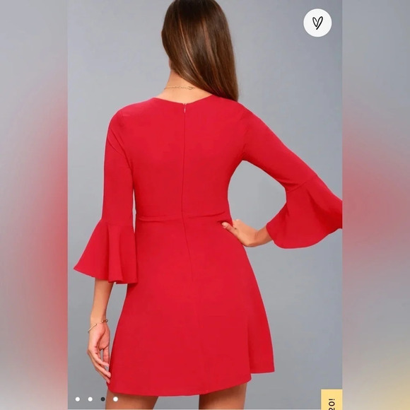 Lulus Center of Attention Red Flounce Sleeve Dress size M - Picture 2 of 16